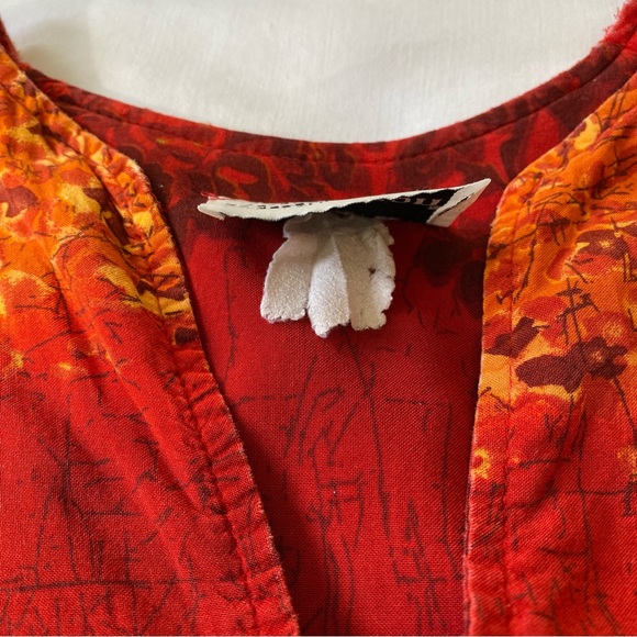 Vintage Krist Gudnason California Dress Duster Caftan Red Orange - Picture 4 of 10